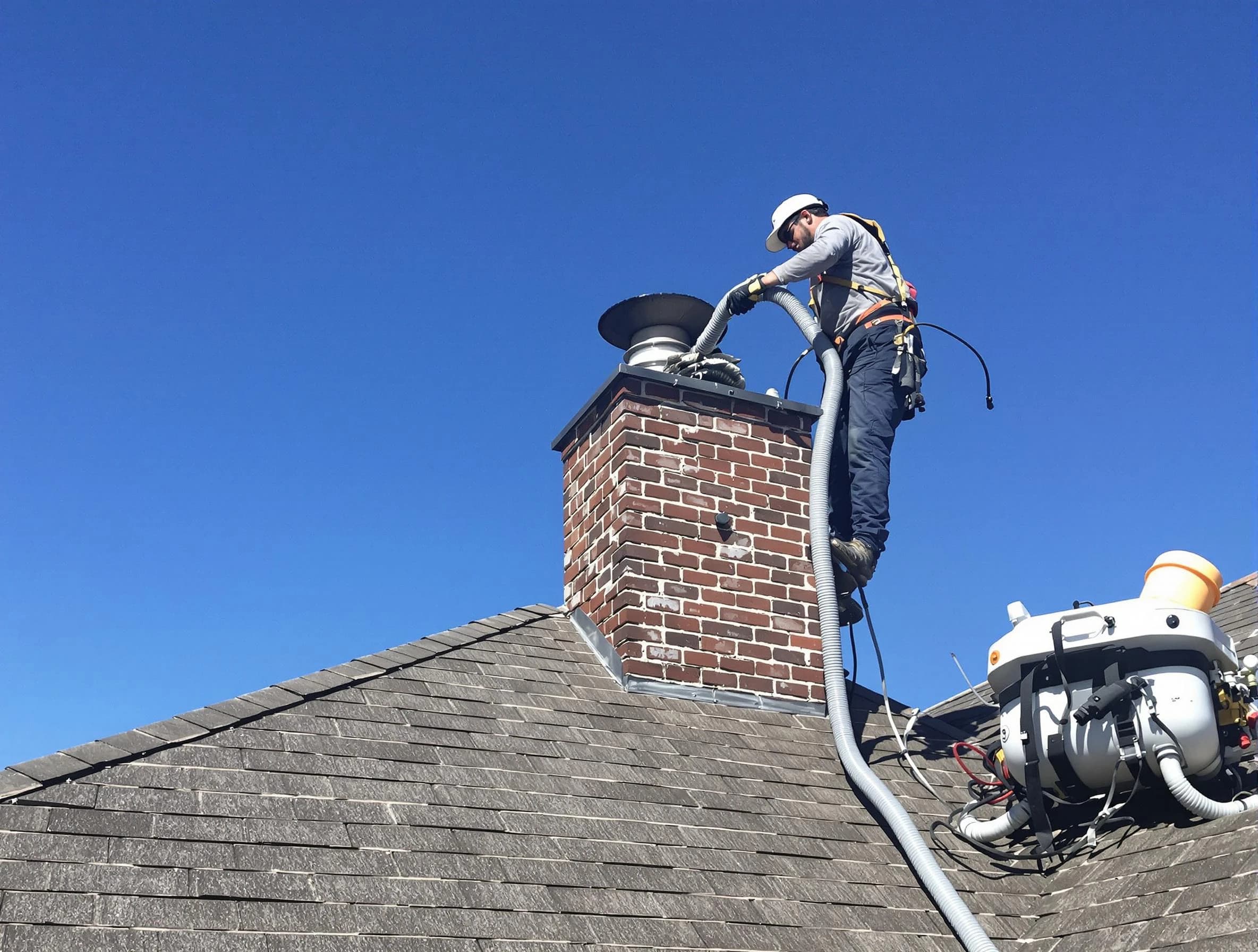 Dedicated Irondale Chimney Sweep team member cleaning a chimney in Irondale, AL