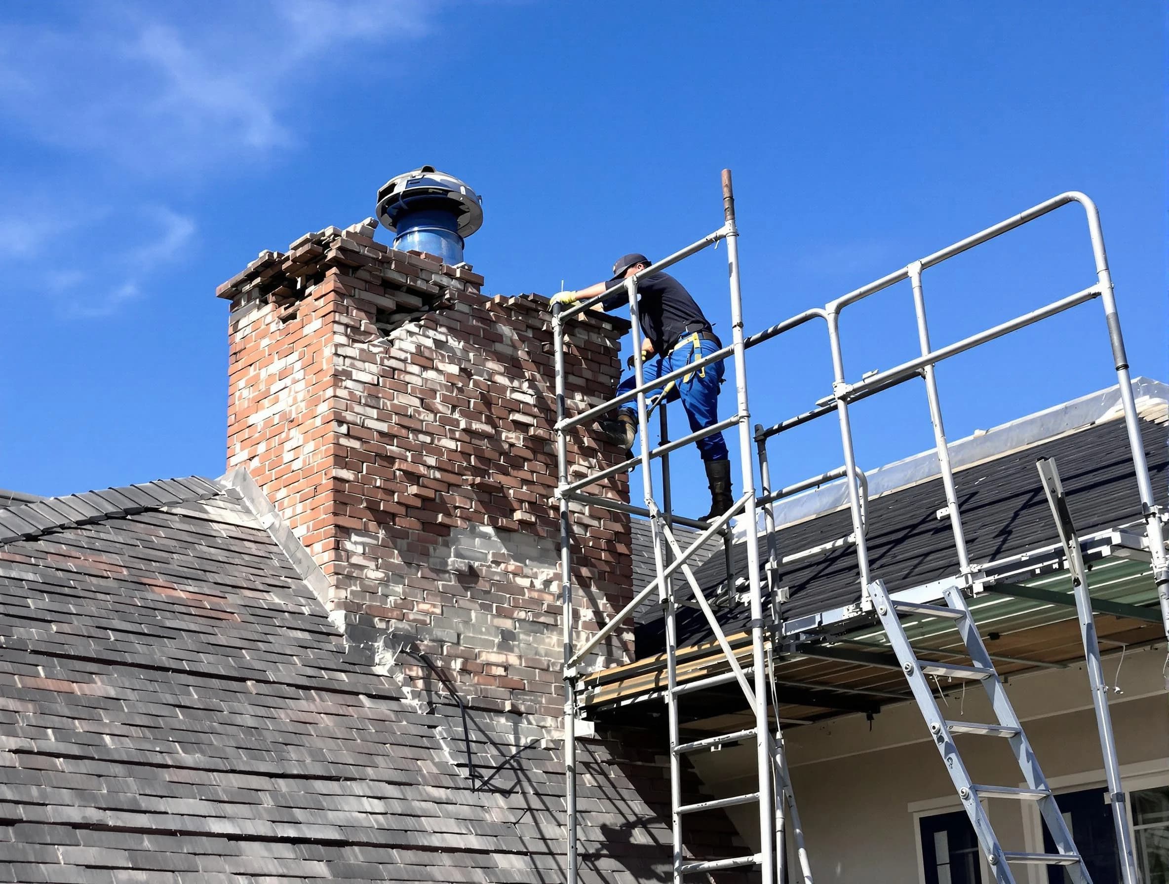 Rebuilding a chimney structure by Irondale Chimney Sweep in Irondale, AL