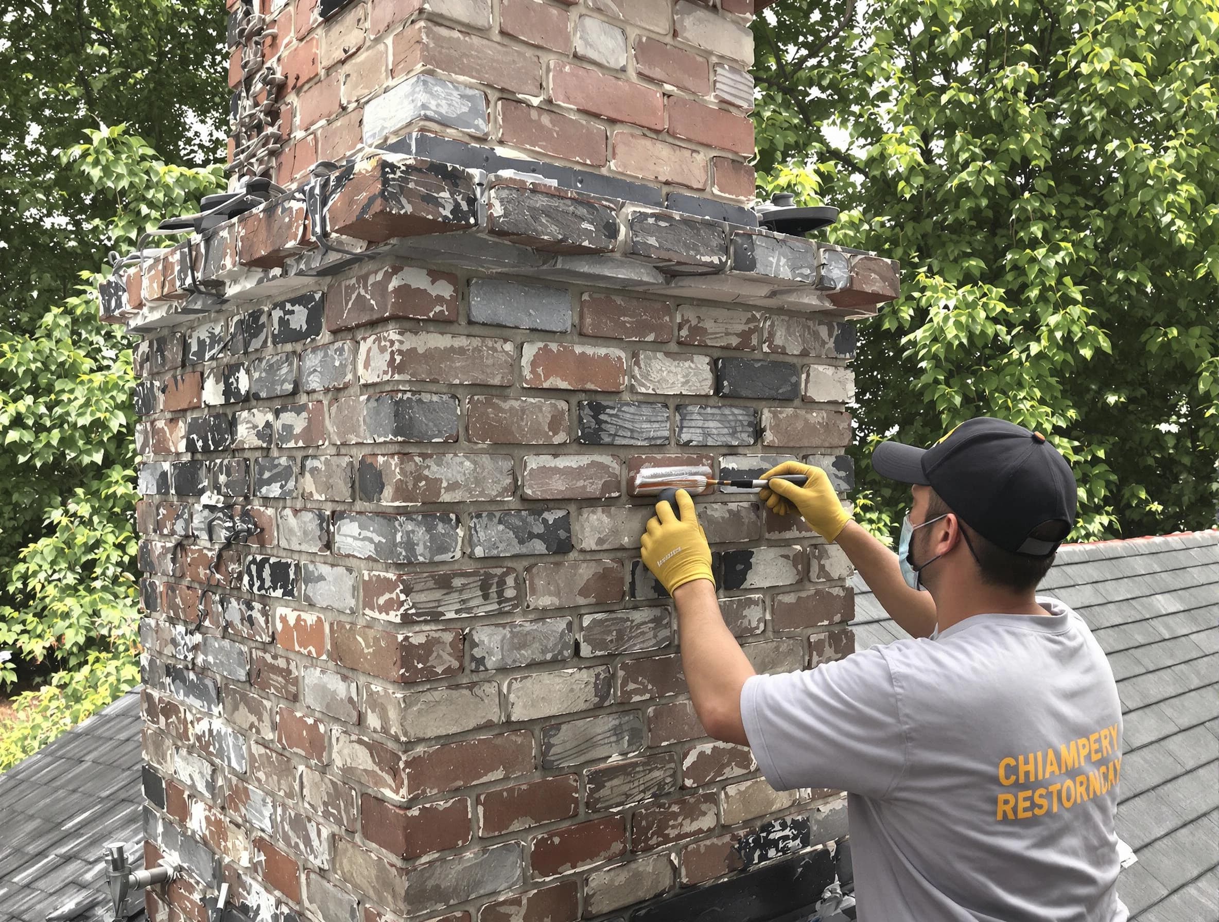In-progress chimney restoration by Irondale Chimney Sweep in Irondale, AL