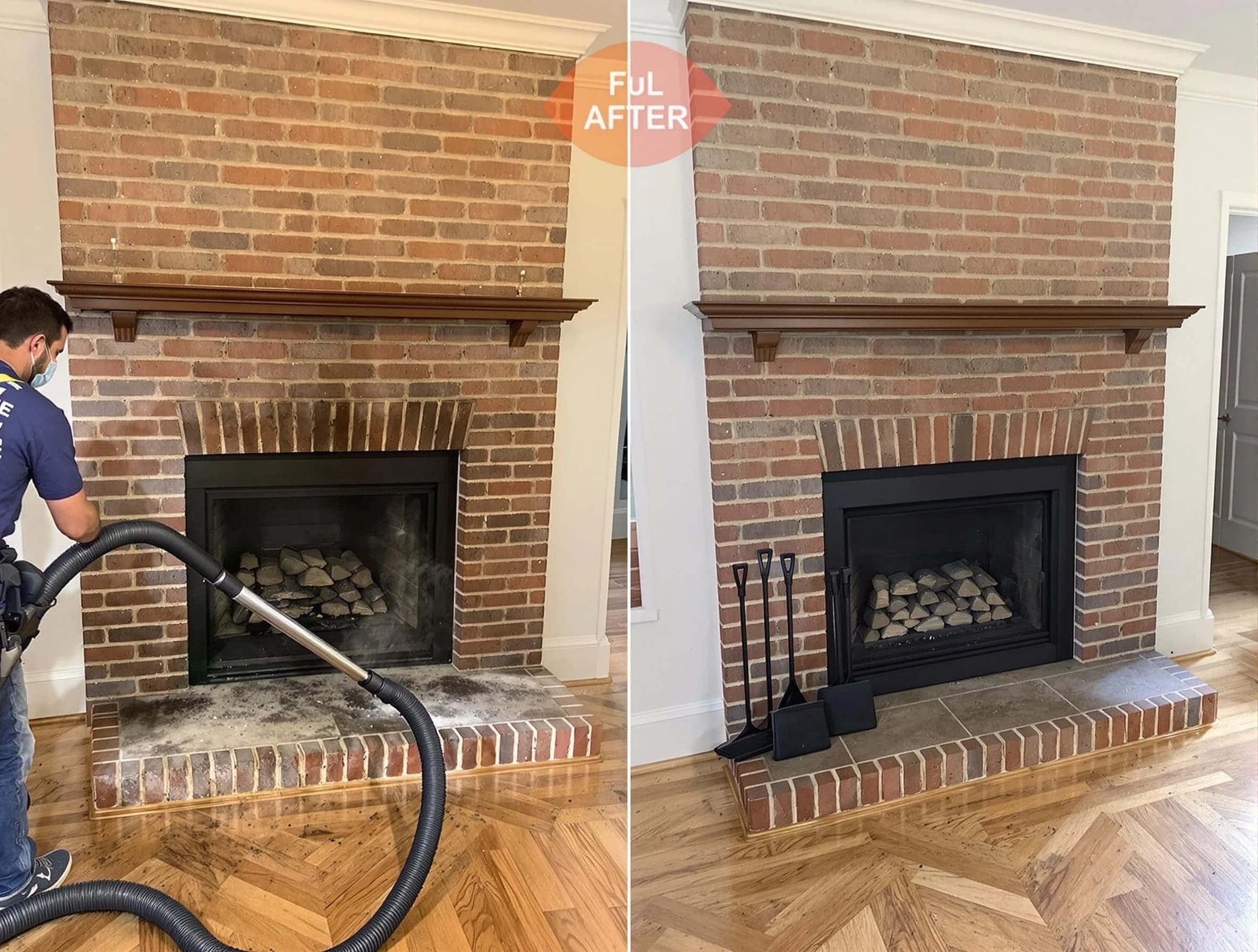 Irondale Chimney Sweep carefully sanitizing a fireplace in Irondale, AL