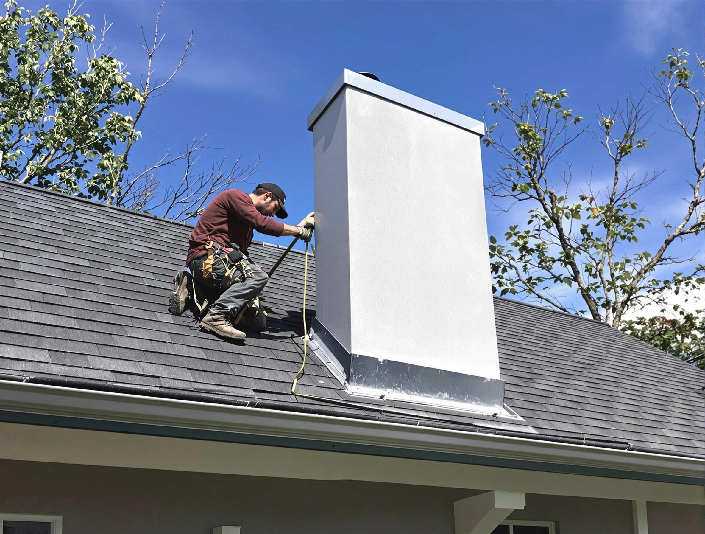 Irondale Chimney Sweep team member finishing chimney construction in Irondale, AL